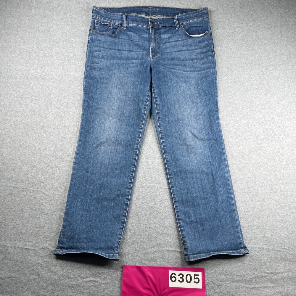 Chicos Straight Leg Jean Womens 3 US Large Regular Blue Distressed